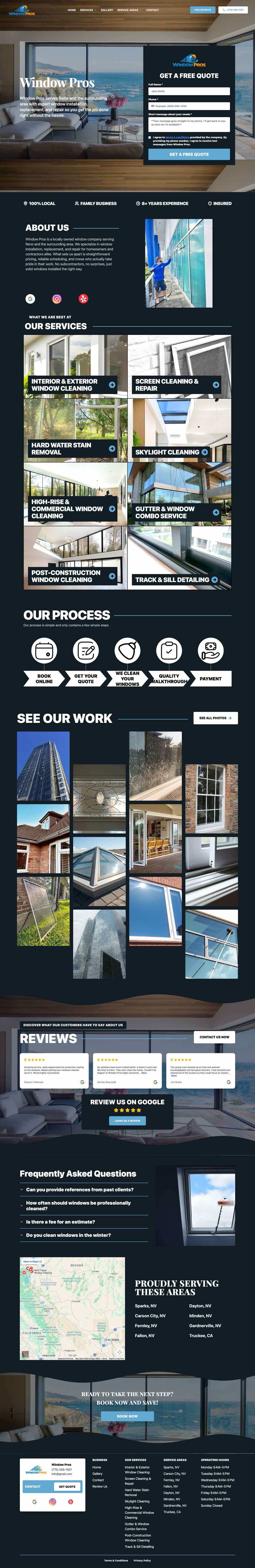 Contractor website on a laptop